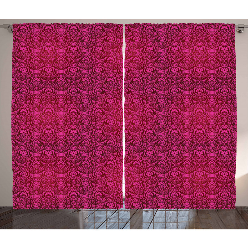 Monochrome Flowers Curtain