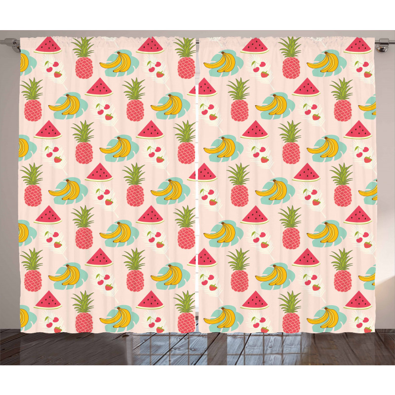 Colorful Summer Fruits Curtain