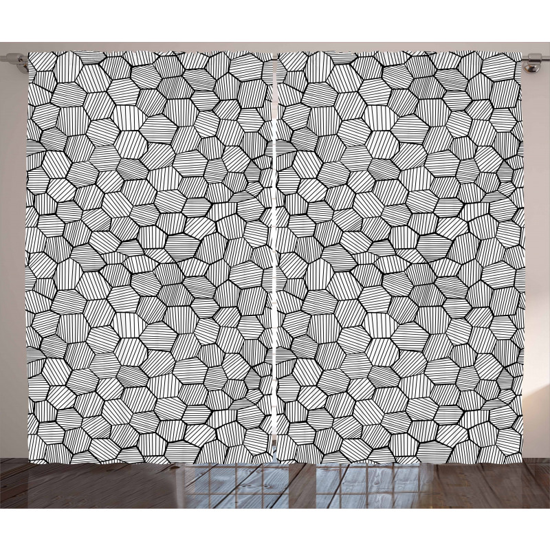 Sketch Hexagon Shapes Curtain