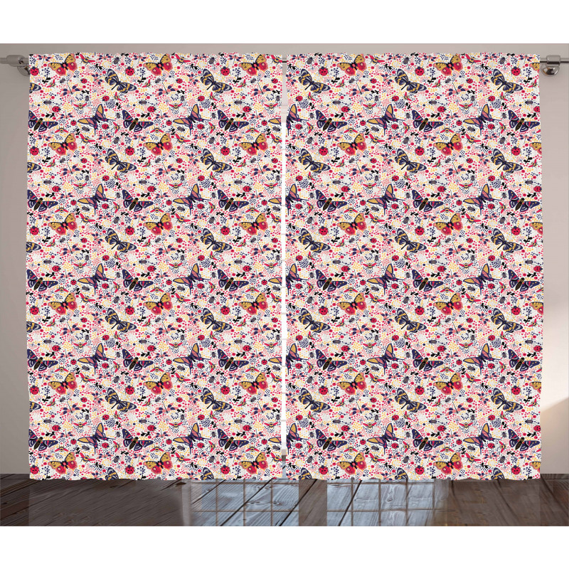 Spring Fauna Insects Curtain