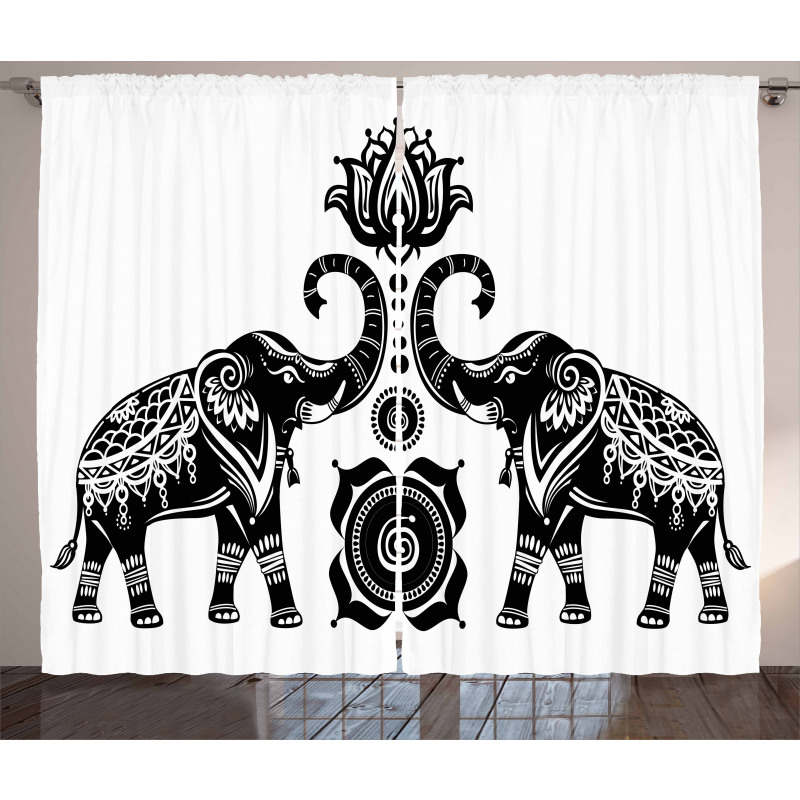 Elephants and Lotus Curtain