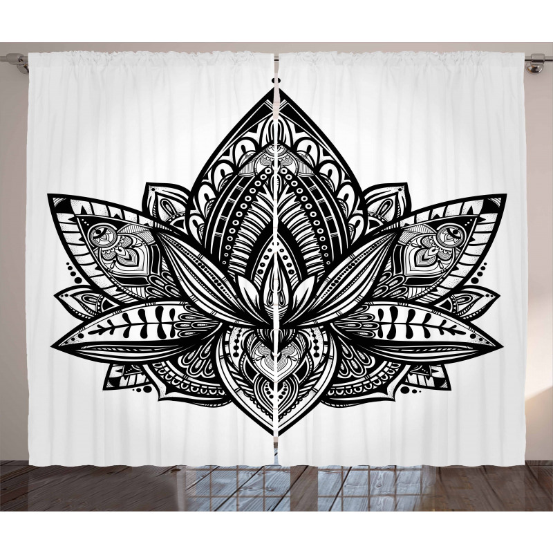 Lotus Flower Tattoo Art Curtain