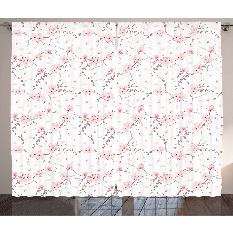 Falling Magnolia Pattern Curtain