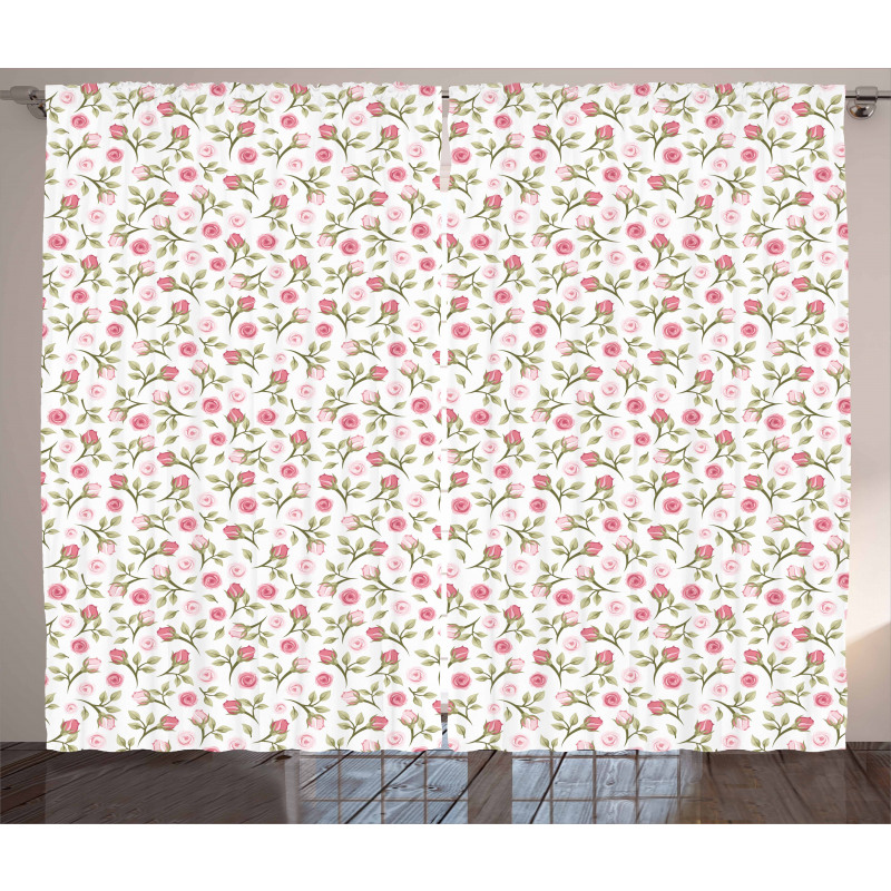 Top View Roses and Buds Curtain