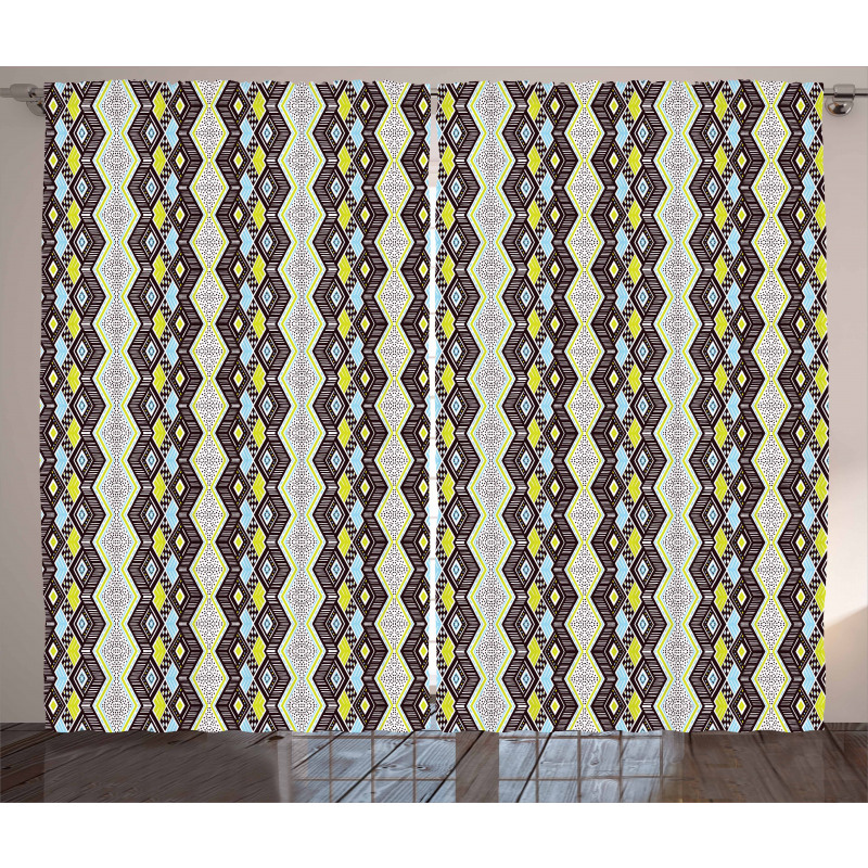 Abstract Zig Zag and Dots Curtain