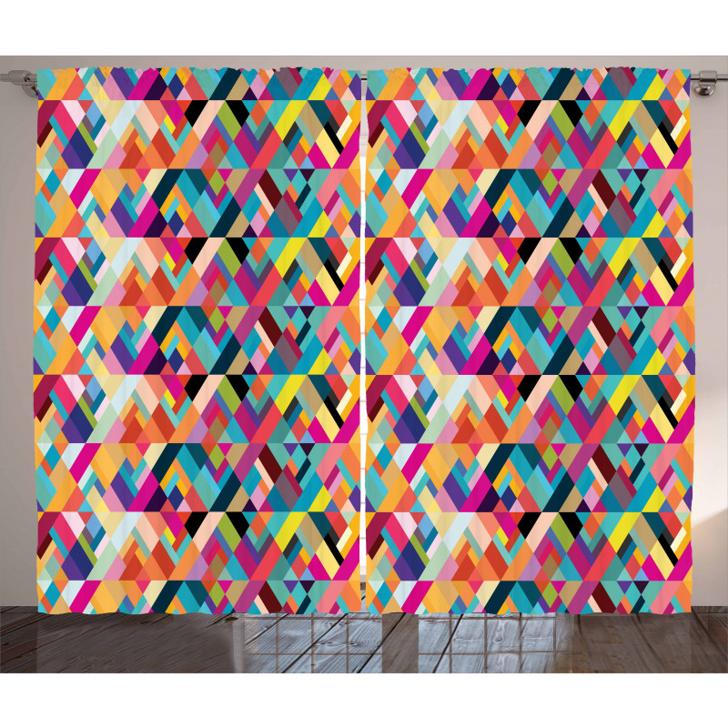 Diagonal Colorful Tile Curtain