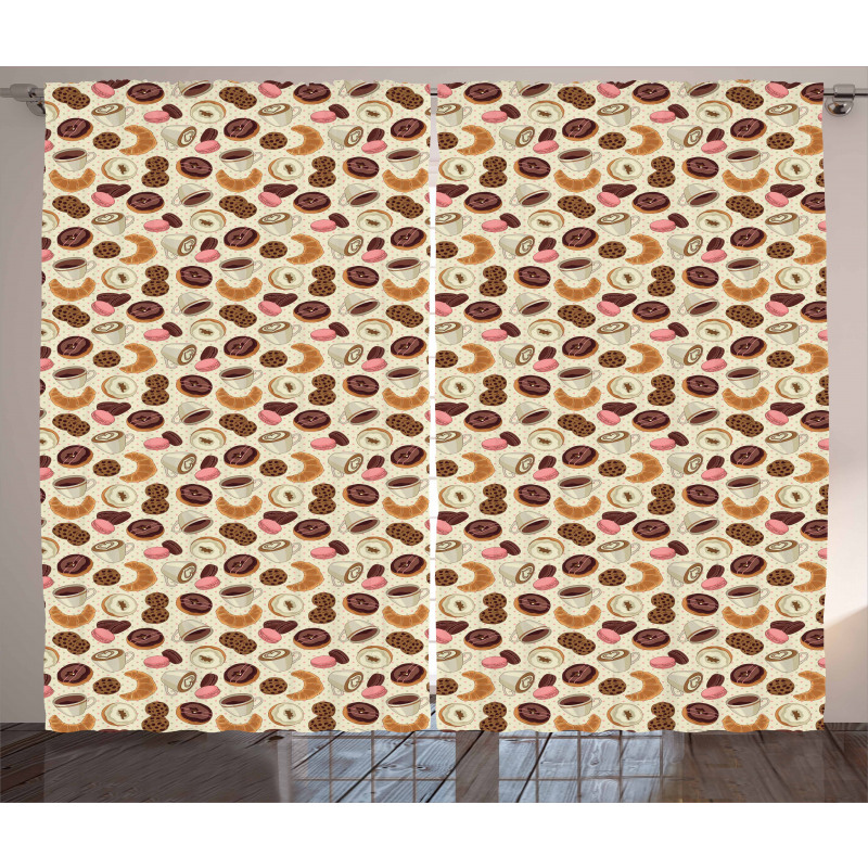 Donuts and Coffee Art Curtain