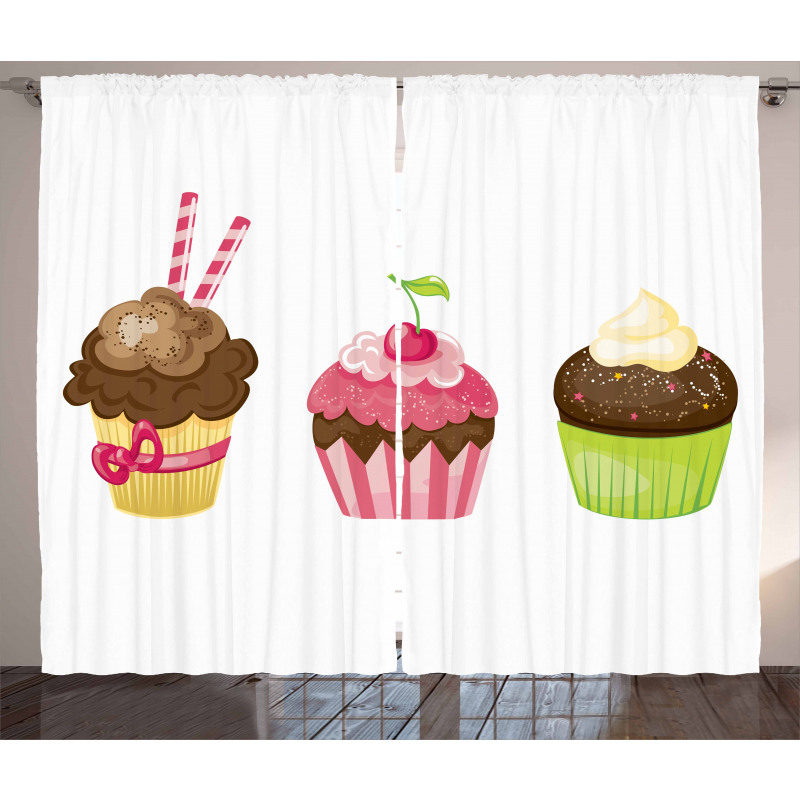 Puffy Party Cupcakes Curtain