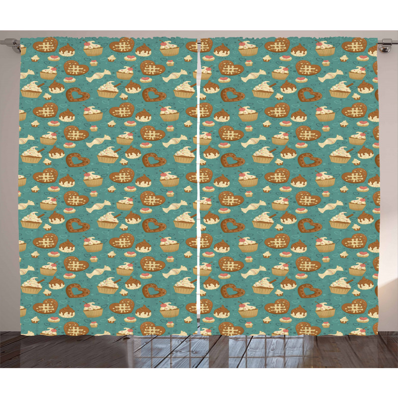 Hearty Cupcake Medley Curtain