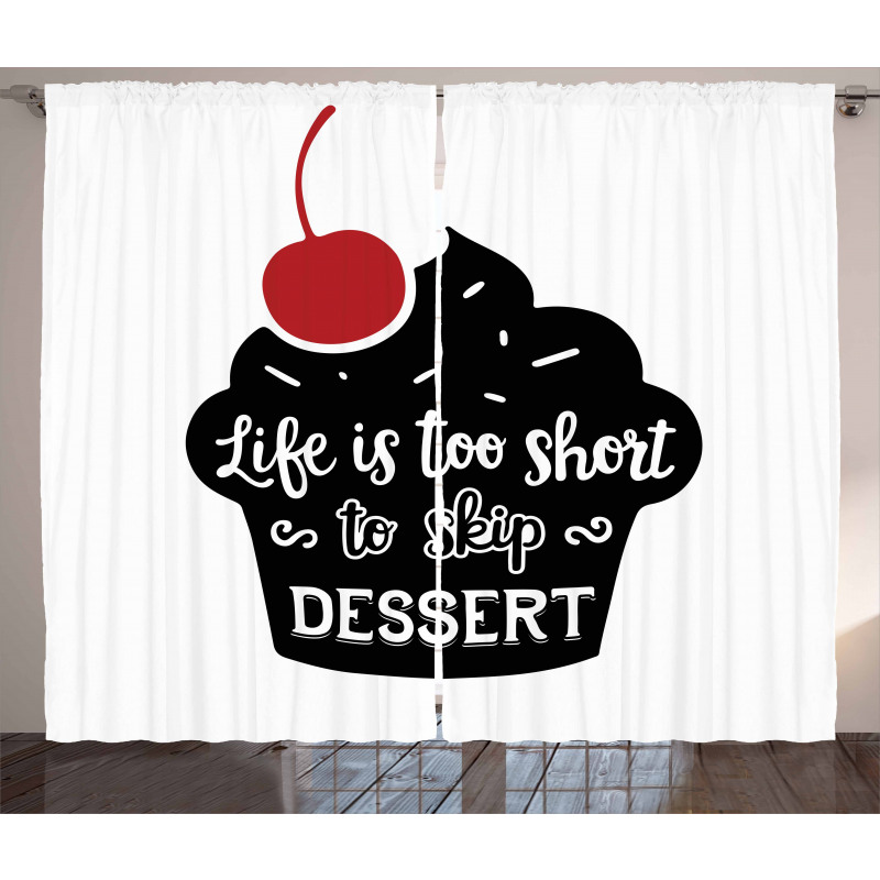 Muffin Silhouette Words Curtain