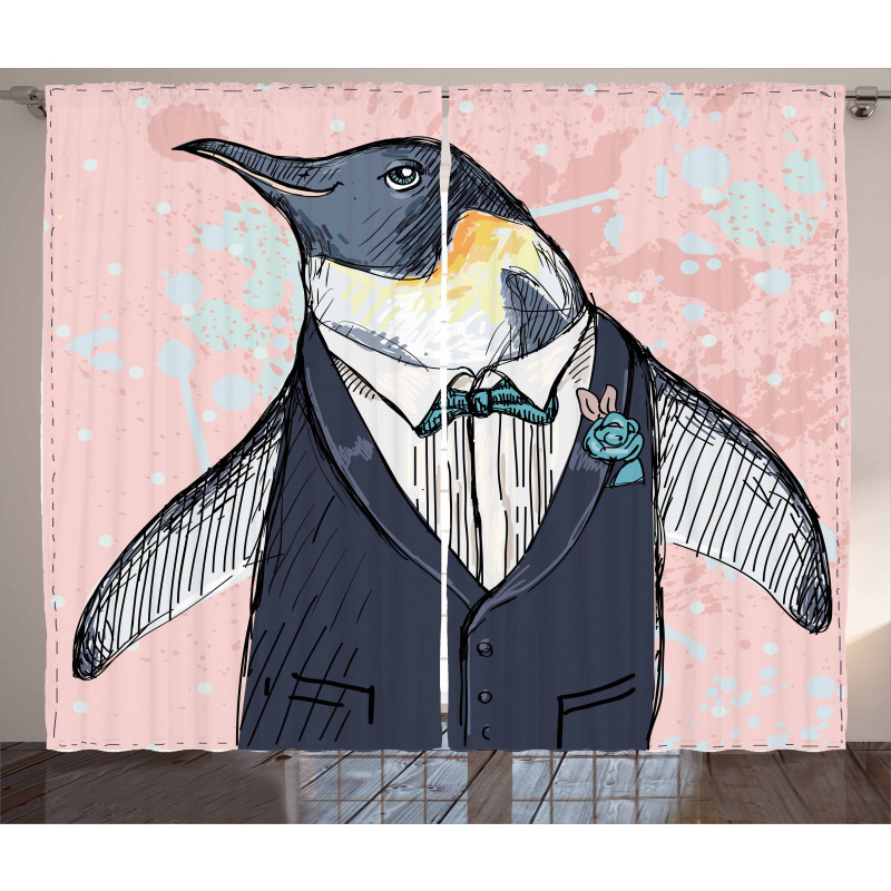 Funny Gentleman Penguin Curtain