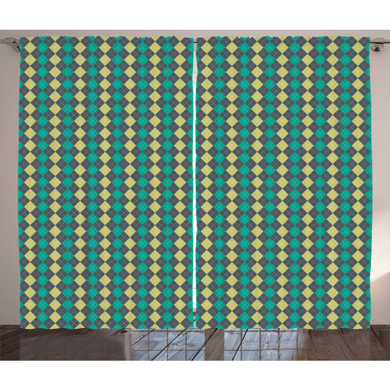 Vintage Argyle Pattern Curtain