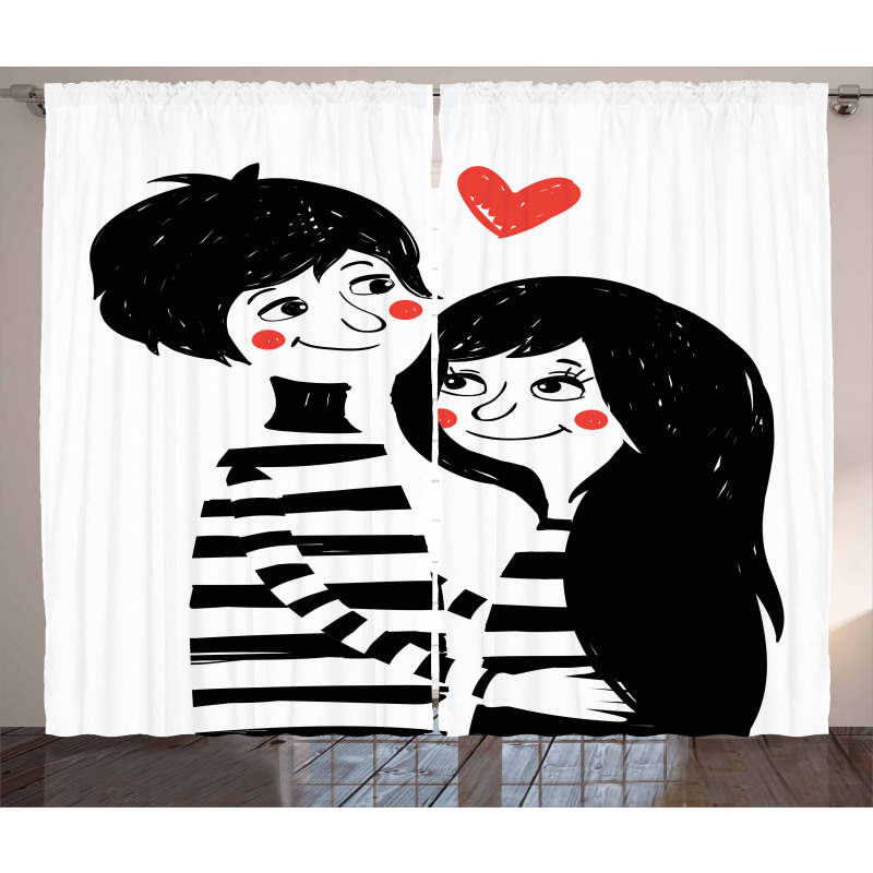 Romantic Young Couple Curtain