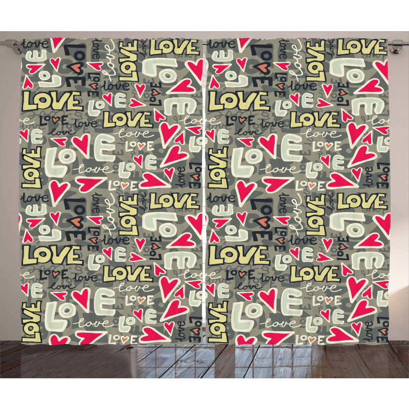 Hearty Love Art Curtain