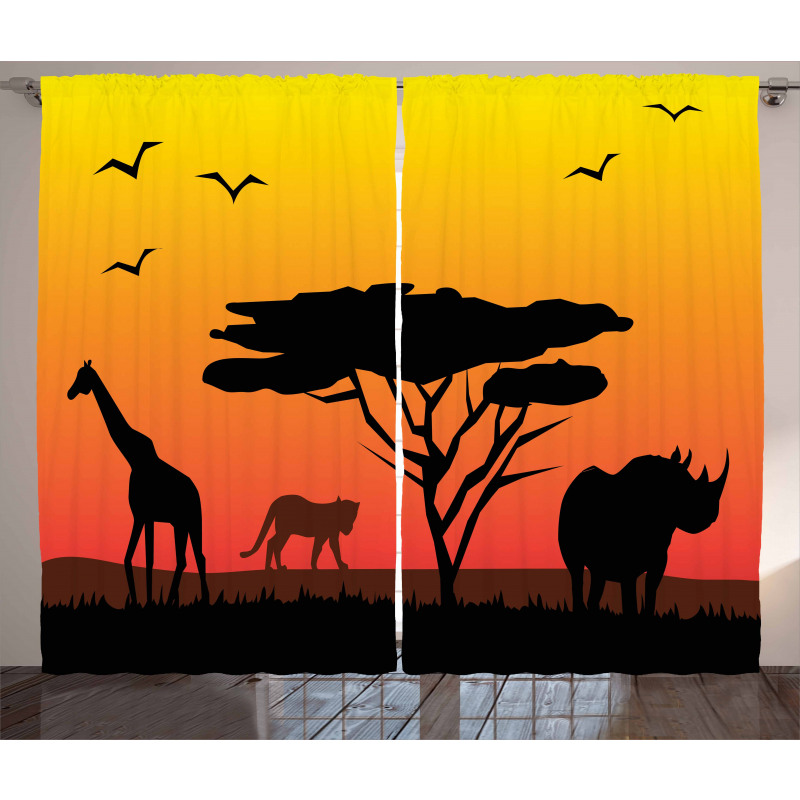 Silhouette of Animals Curtain