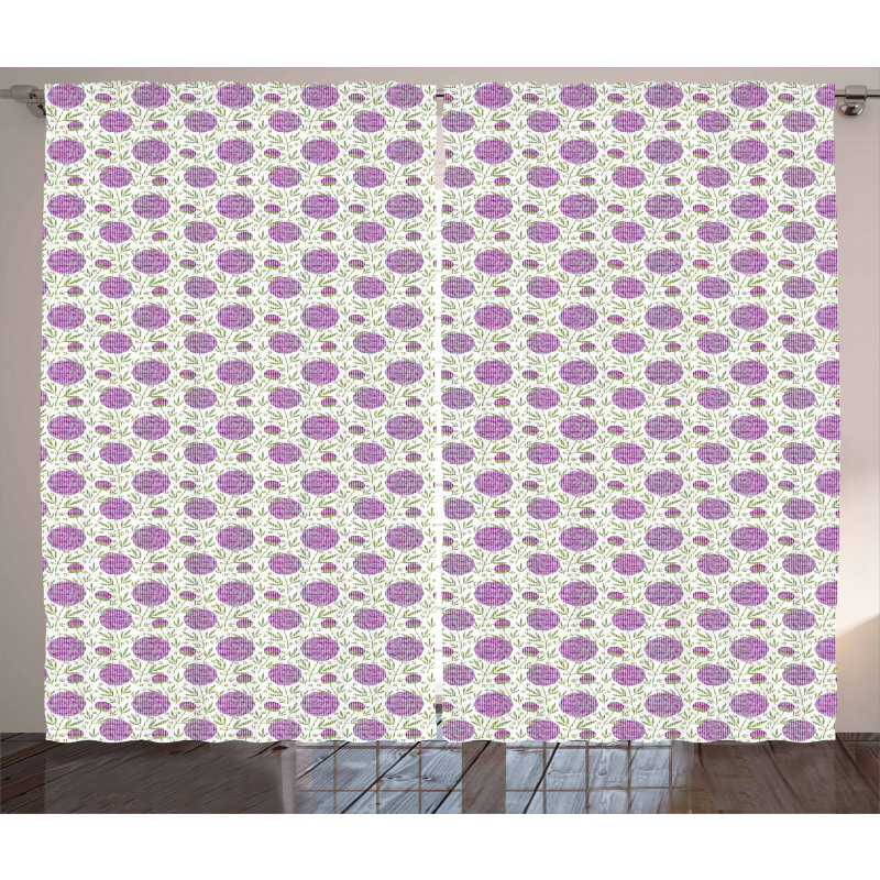 Floral Pixel-Like Dots Curtain