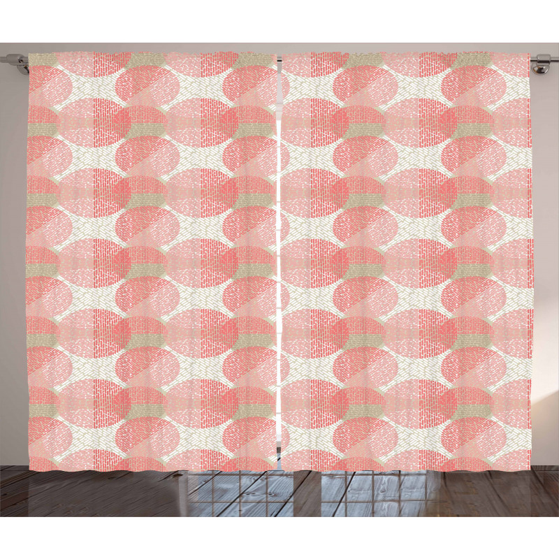Dash Lines Circle Print Curtain