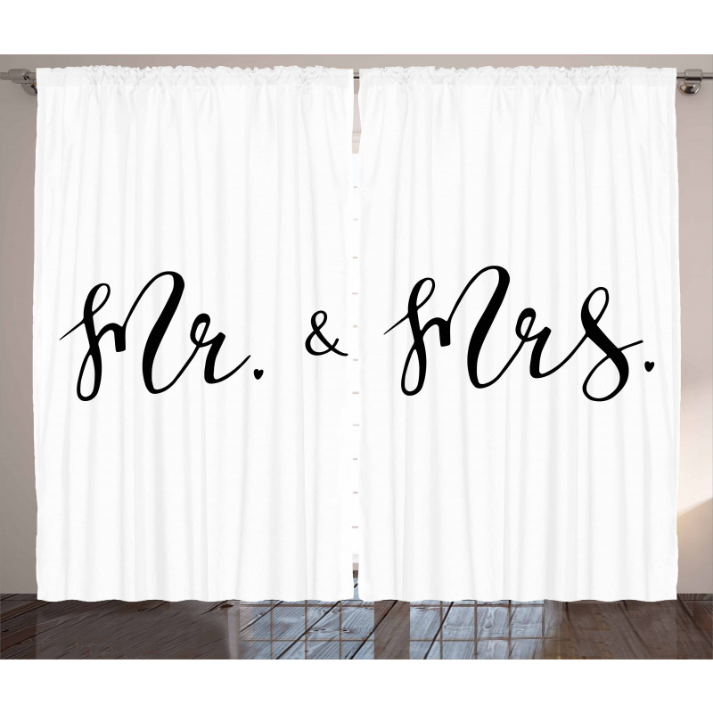 Mr and Mrs Text Curtain