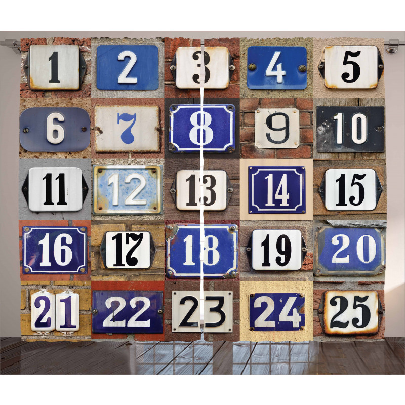 House Numbers Collage Curtain