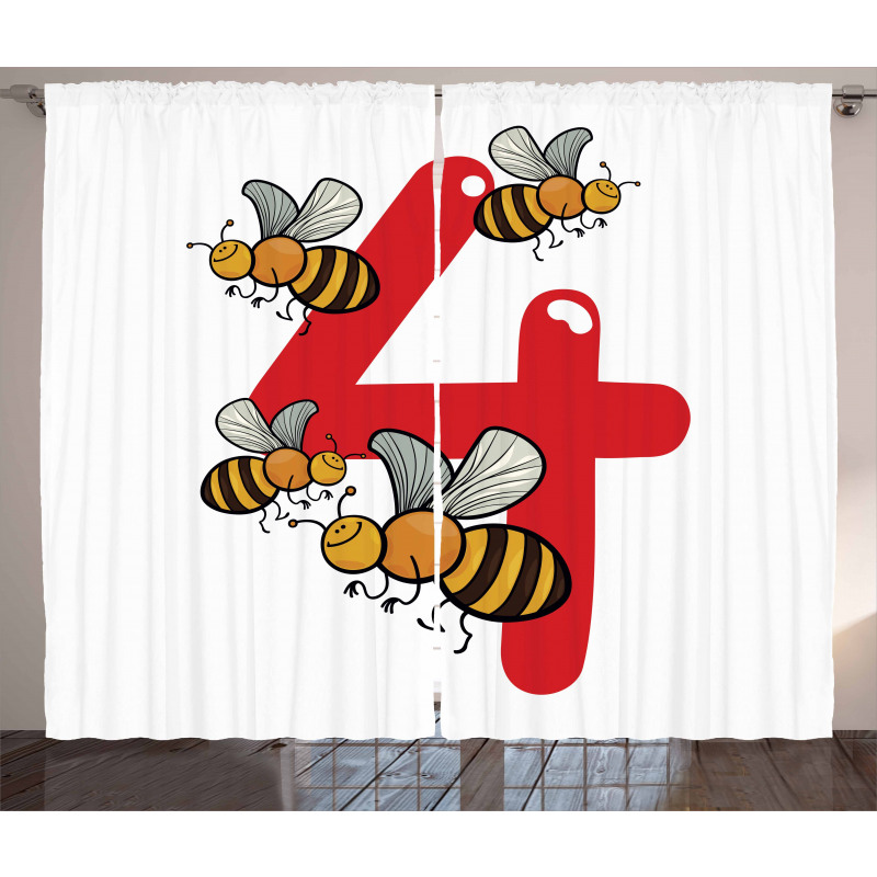 4 Hardworking Bees Curtain