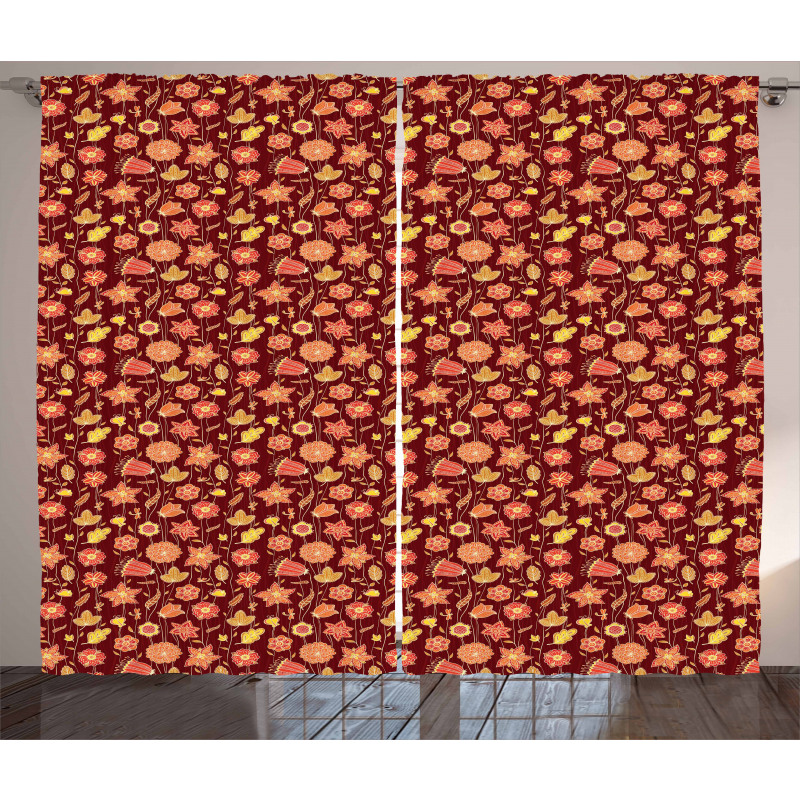 Fiery Flowers Concept Curtain
