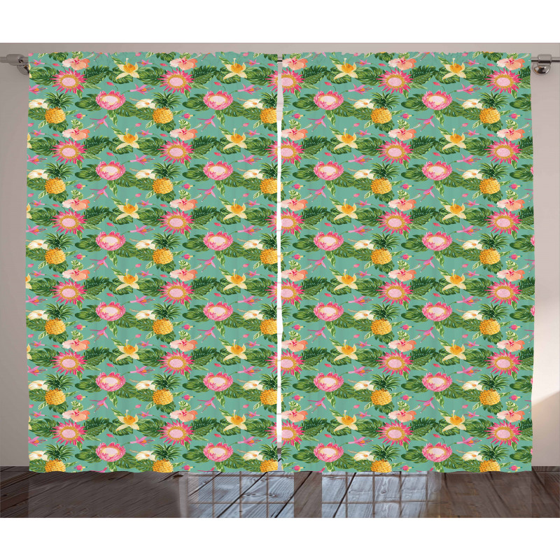 Vivid Color Hibiscus Curtain
