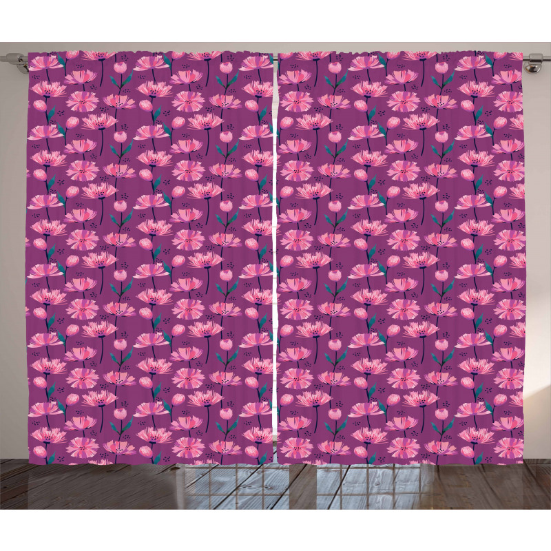 Abstract Poppy Petals Curtain
