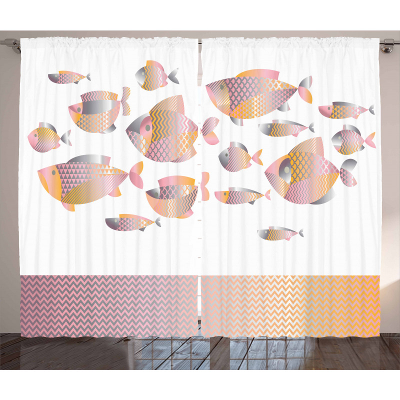 Modern Sea Animal Zigzag Curtain