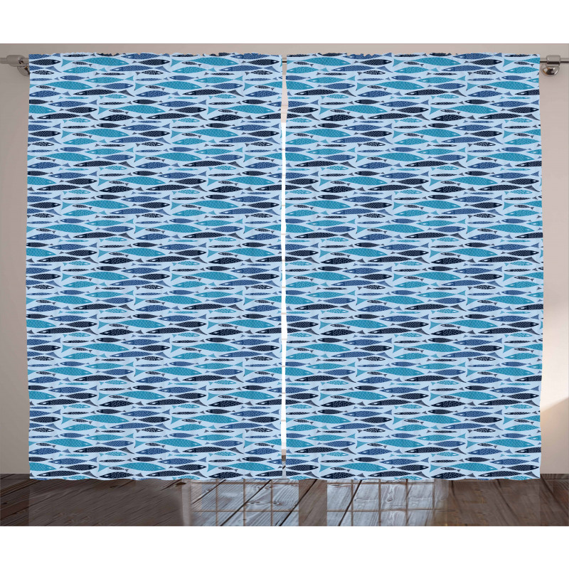 Graphic Fish Silhouettes Curtain