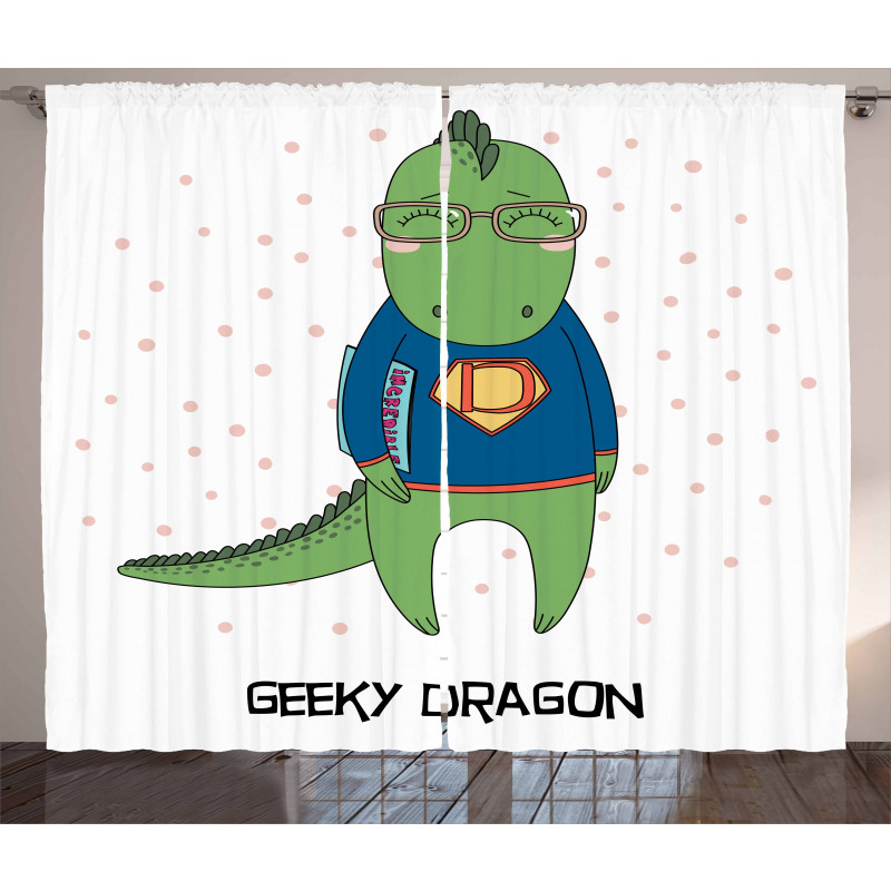 Nerd Dragon and Comic Book Curtain