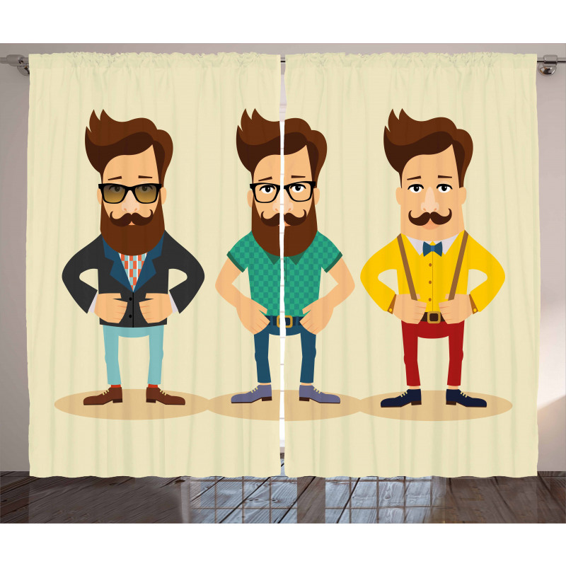 Men Hipster Fashion Sketch Curtain