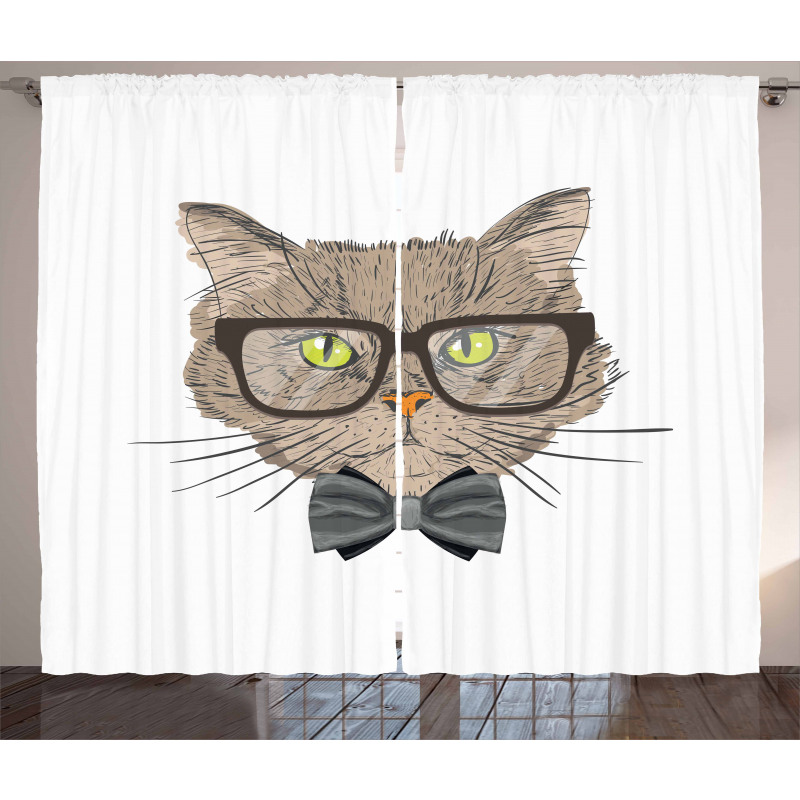 Urban Style Hipster Cat Curtain