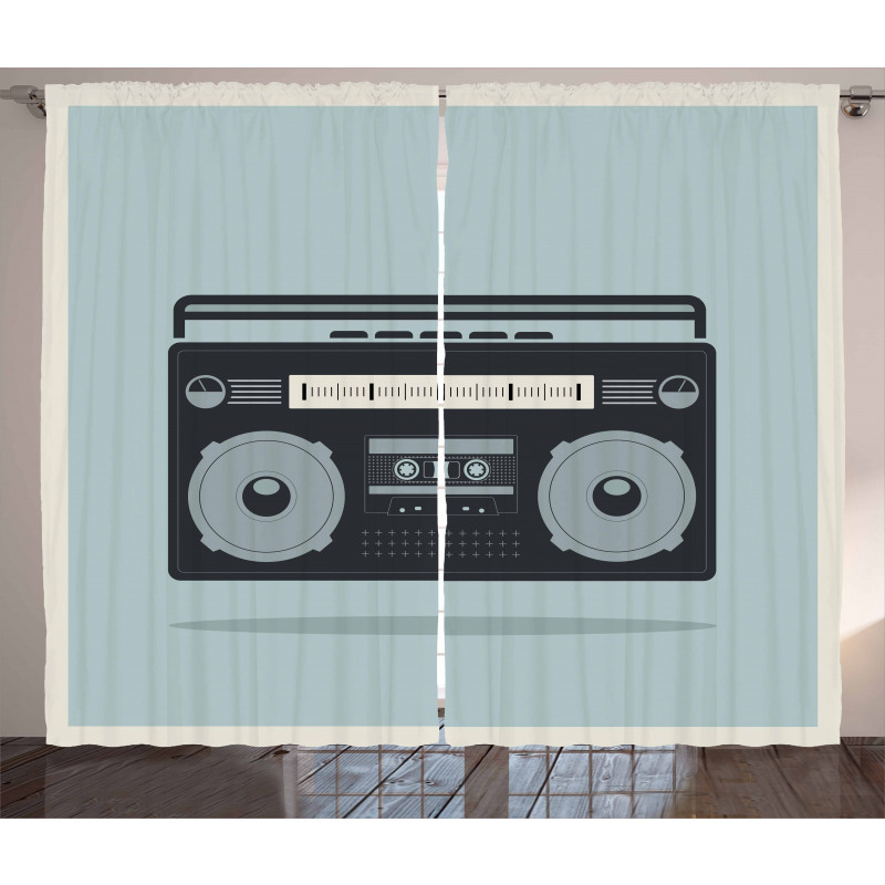 1980s Boombox Image Curtain