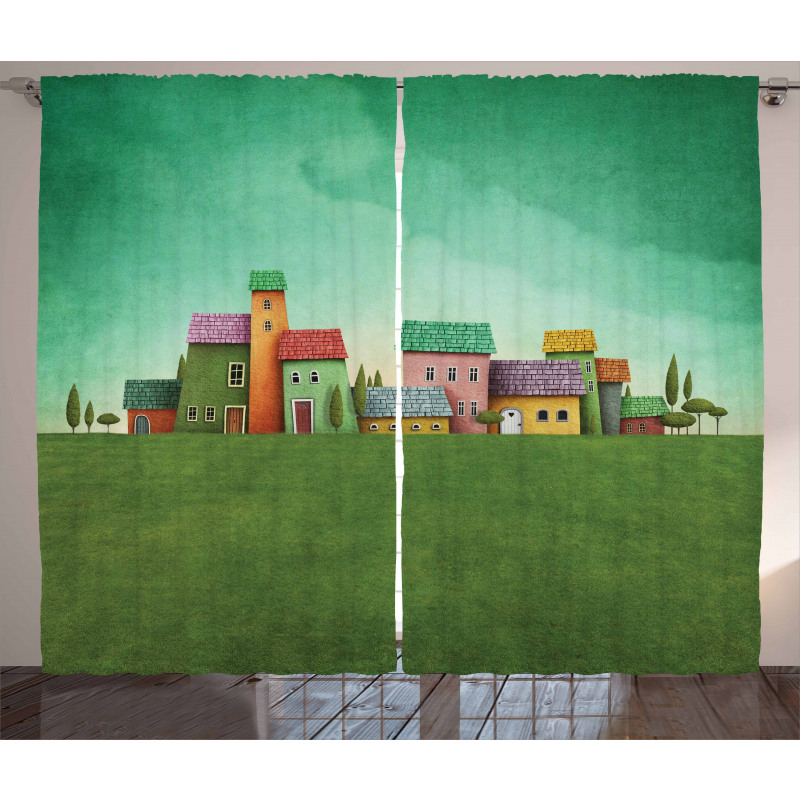 Village of Absurd Houses Curtain