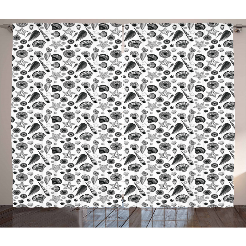 Black and White Clams Curtain