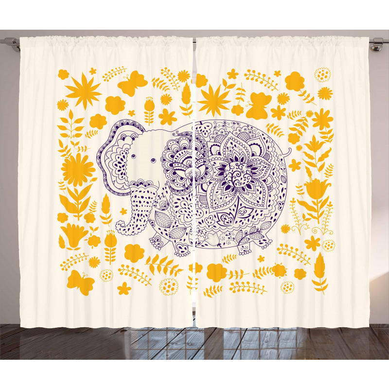 Floral Elephant Curtain