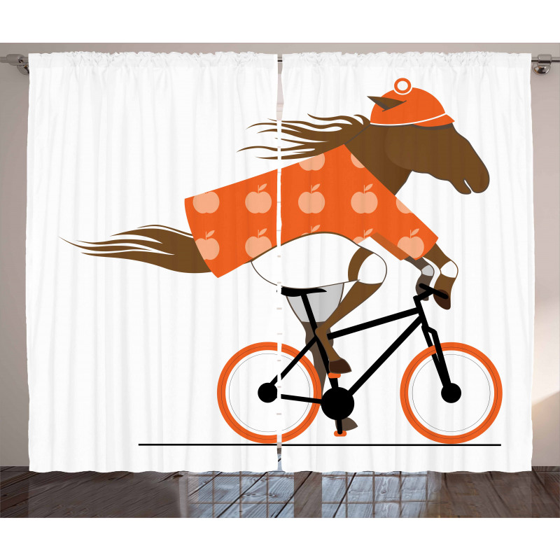 Hipster Horse Riding Bike Curtain