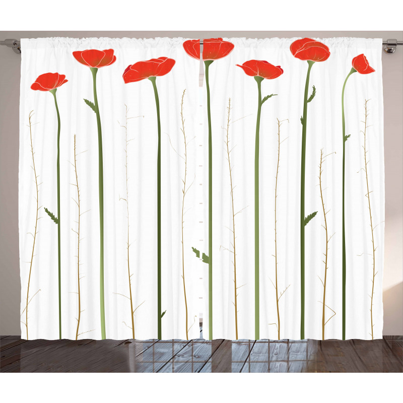 Red Poppies on Spring Curtain