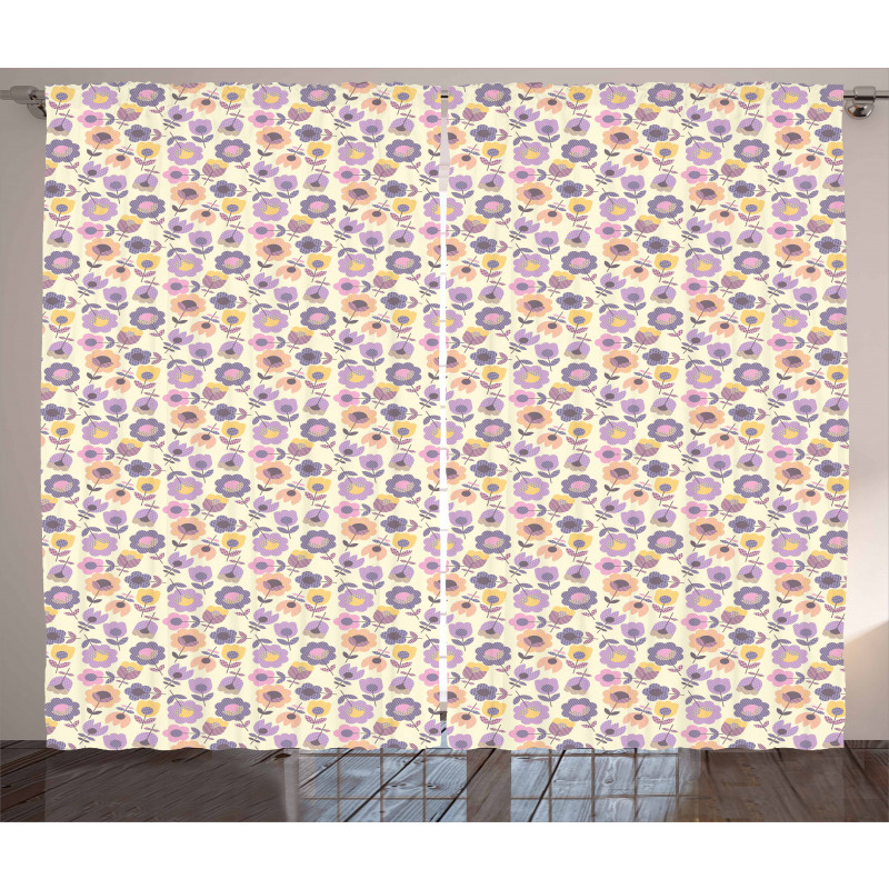 Graphic Tulip and Daisy Curtain