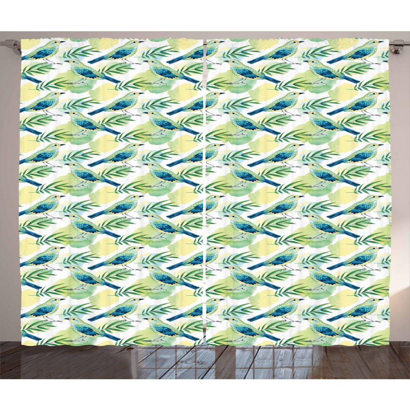 Watercolored Sparrow Curtain