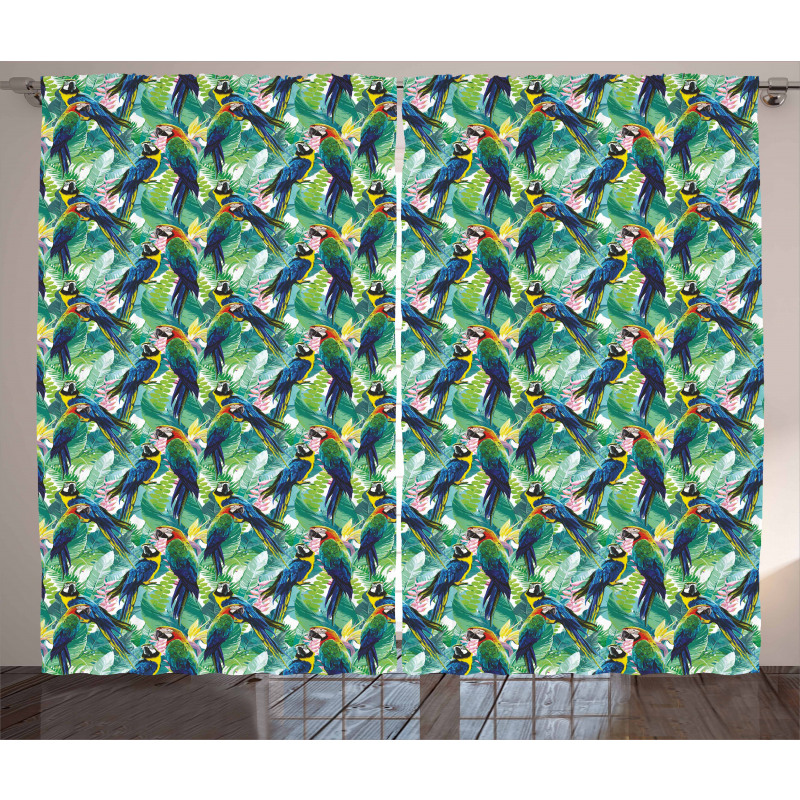 Scarlet Macaw Parrots Curtain