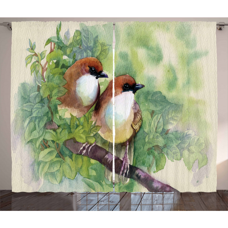 Pair of House Sparrow Curtain