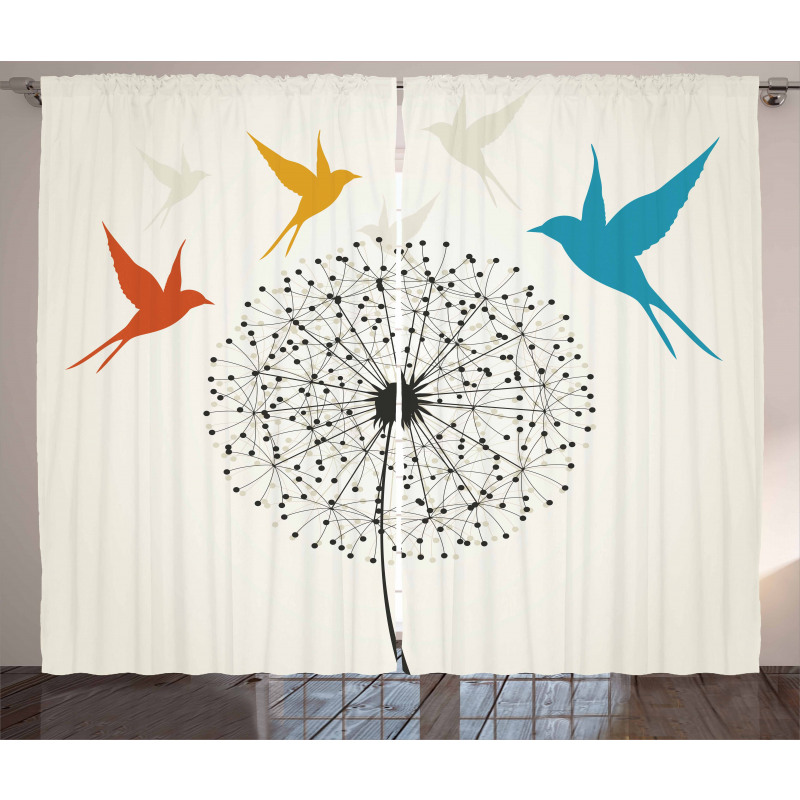 Dandelion and Swallows Curtain