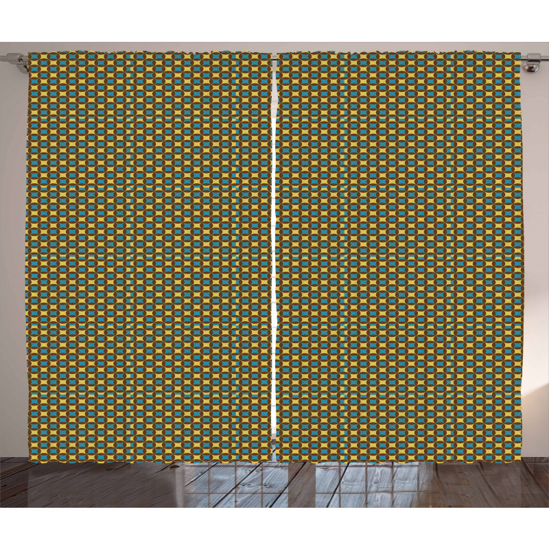Geometric Tile 70s Style Curtain