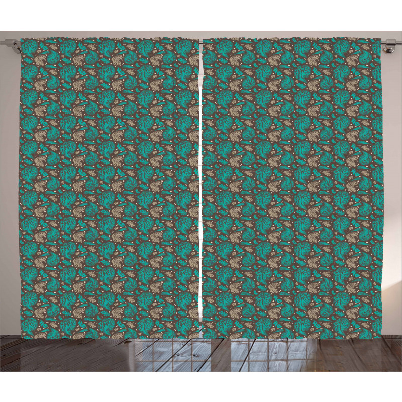Retro Curly Leaves Curtain