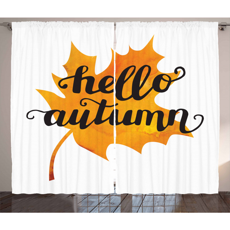 Maple Leaf and Words Curtain