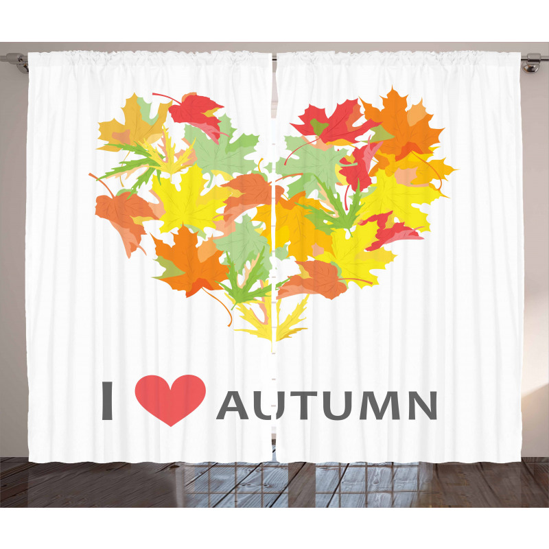 Maple Leaves with Heart Curtain
