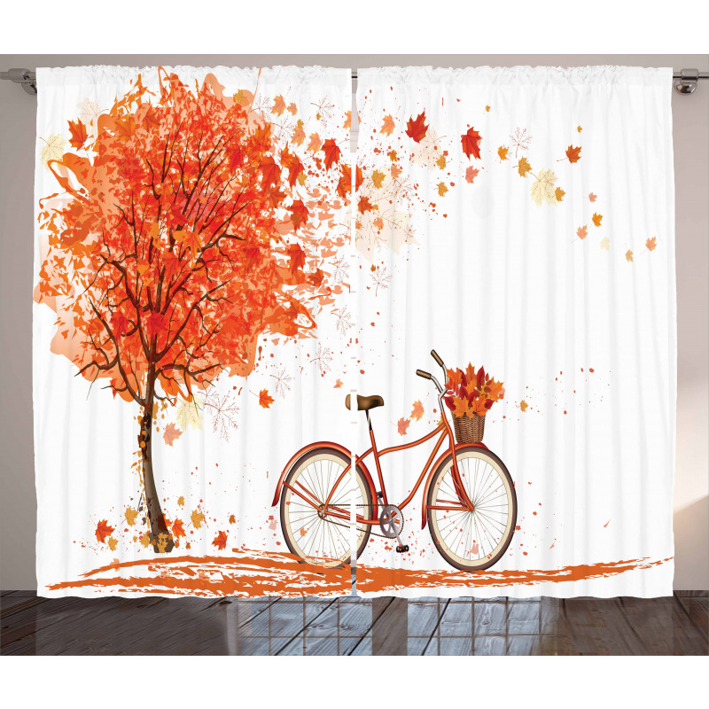Watercolor Fall Season Curtain