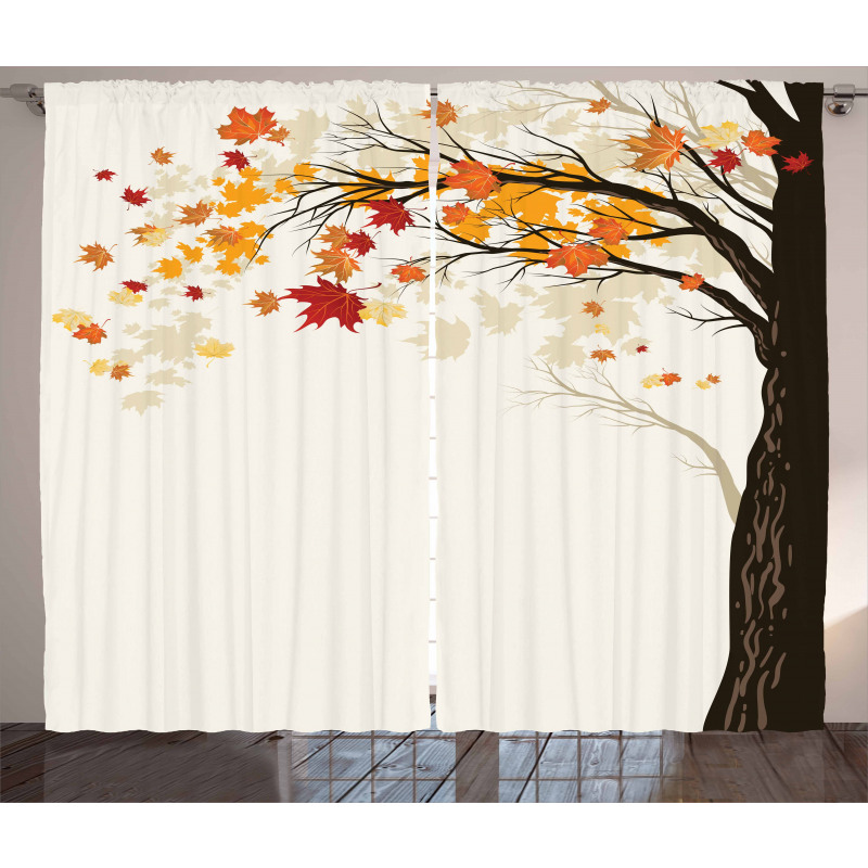 Semtember Maple Leaves Curtain
