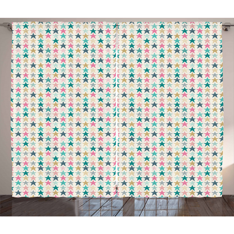 Doodle Stars and Dots Curtain